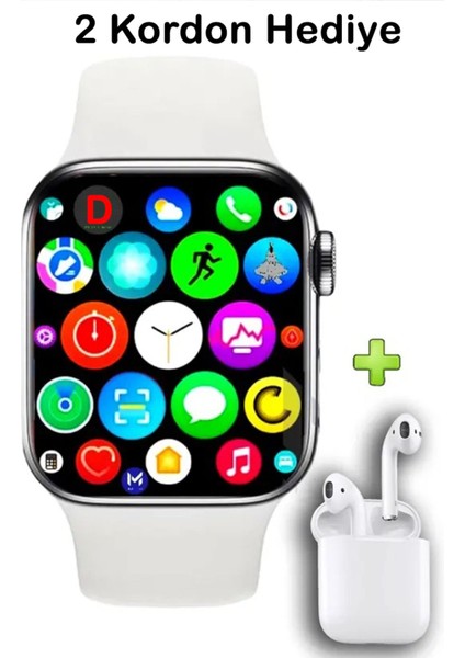 Ultra 9 Max Akıllı Saat + Bluetooth Kulaklık Set (42MM - 2 Silikon Kordon )
