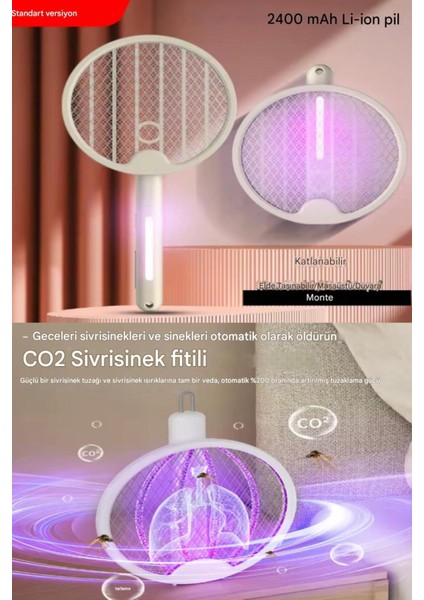 Şarjlı Sinek Raketi Sivrisinek Öldürücü Raket Haşere Öldüren Elektrikli Sineklik Aleti
