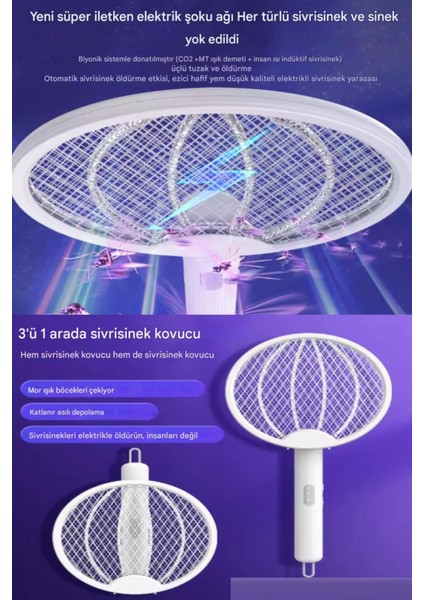 Şarjlı Sinek Raketi Sivrisinek Öldürücü Raket Haşere Öldüren Elektrikli Sineklik Aleti