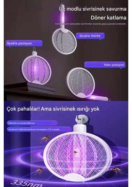 Şarjlı Sinek Raketi Sivrisinek Öldürücü Raket Haşere Öldüren Elektrikli Sineklik Aleti