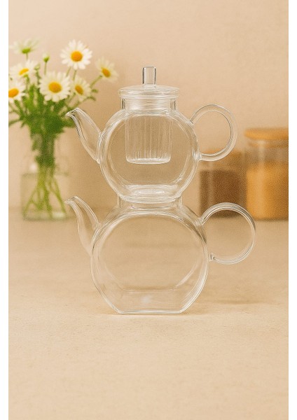 Süzgeçli Borosilikat Cam Çaydanlık - 500 ml & 1000 ml
