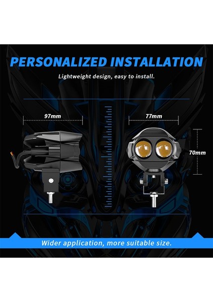 Offroad Sis Lambası 7.8 x 10 x 7 cm Sarı-Beyaz 12-60V Set fiyatları