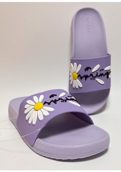 Spring Papatya Detaylı Kaydırmaz Anatomik Eva Taban Kadın Ev Sokak ve Islak Zemin Terliği