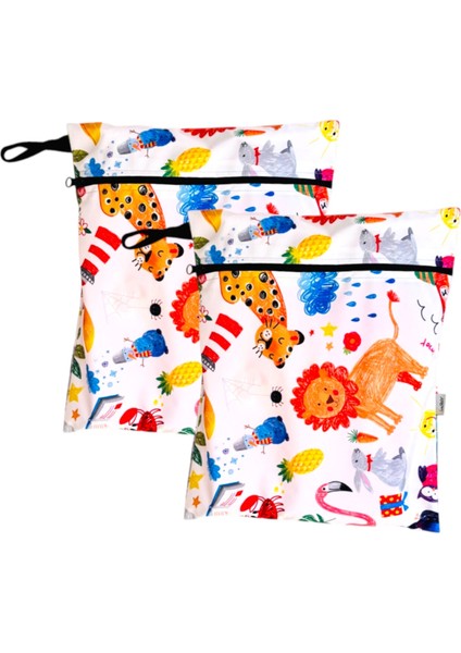 2 Adet, 29 x 35 Cm, Jungle ve Jungle Desen, Sıvı Geçirmeyen Çok Amaçlı Çanta, Ekonomik Set, Yıkanabilir fiyatları