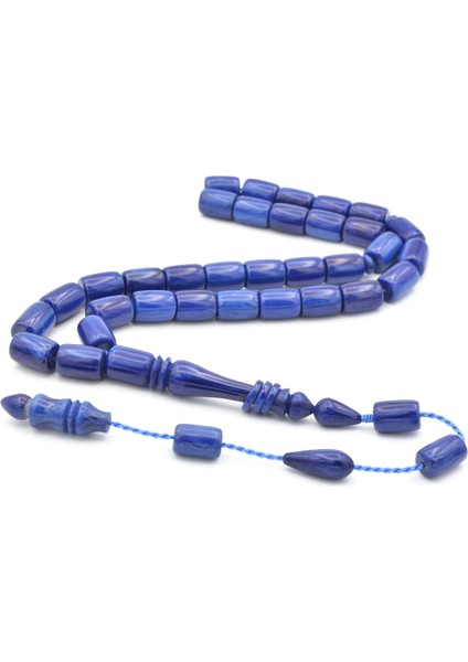 Ahmet Emin Yapımı Imamesli Halkalı Lacivert Sıkma Kehribar Tesbih