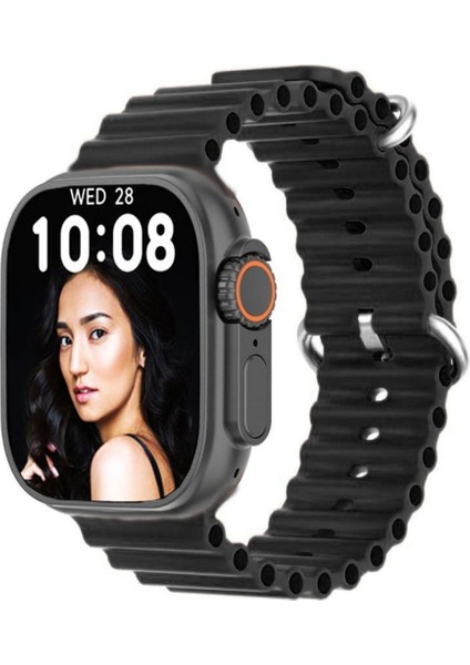 Ultra Plus Watch 8 Akıllı Saat + Bluetooth Kulaklık + Yedek Kordon 2.1 Ekran Kablosuz Şarj IPS Ekran