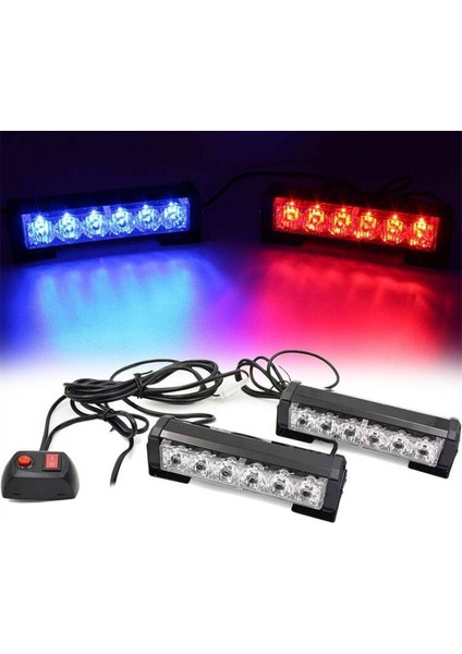 Güçlü 8 Modlu Flaşlı Ikaz Lambası Kırmızı/mavi