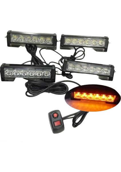 Güçlü Ledli 4'lü Çakar Lamba Seti - Sarı 12V