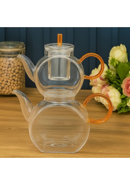 Süzgeçli Borosilikat Cam Çaydanlık - 500 ml & 1000 ml