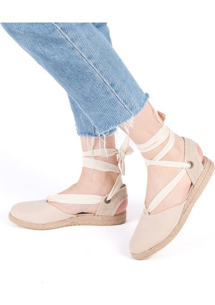 Gerçek Elişi Ipli Düz Topuk Keten Espadril Handmade