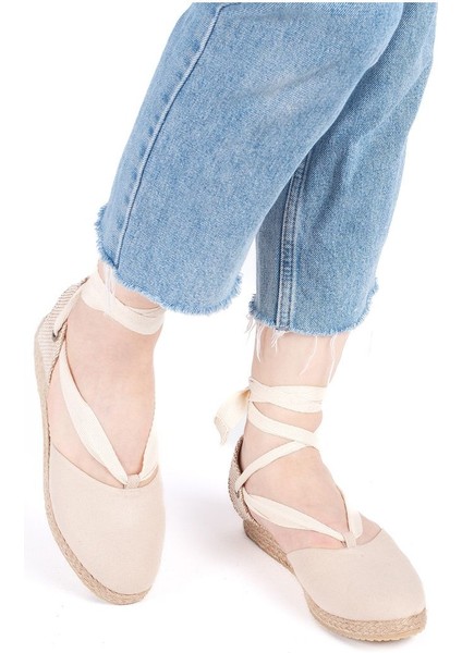 Gerçek Elişi Ipli Düz Topuk Keten Espadril Handmade