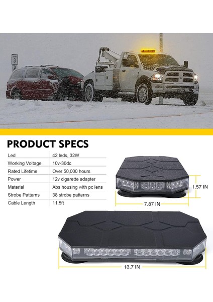 38 Fonksiyonlu LED Tepe Lambası Sarı-Sarı fırsatları