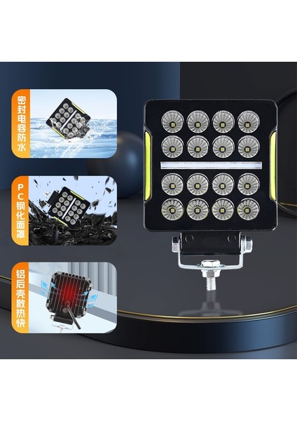 Offroad Sis Lambası: 10,5 x 3,5 x 12CM Kare Dayanıklı, IP68 Su Geçirmez, Beyaz-Amber fiyatları