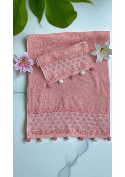 Analı Kızlı Pomponlu 2 Li Havlu Set modelleri