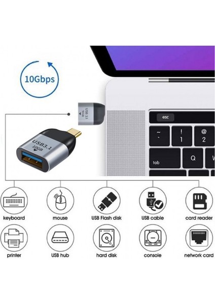 USB Dişi 3.1 To Type C Erkek 3.1 10GB Type C Otg Şarj ve Data Adaptörü