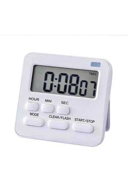 Dijital Mutfak-Öğrenci-Spor Zamanlayıcısı 24 Saat Geri Sayım Alarm ZK-2206 Alarm -Beyaz-