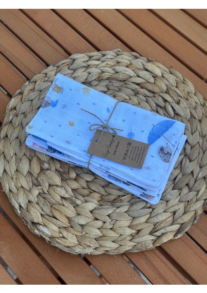 Ftbabycollection Müslin Ağız Mendili , Ağız Bezi %100 Pamuk Çift Katlı 7'li Paket 22X20 cm modelleri