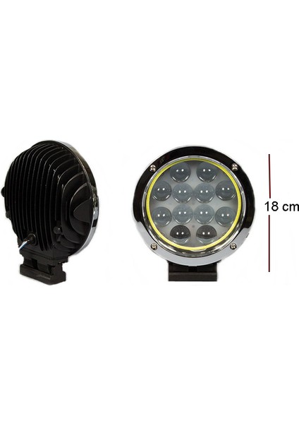 Güçlü 12 Ledli Offroad Sis Lambası 60W - 12/24V Nikel-Angel