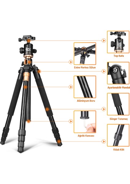 Trp Bm 777 Yatay Dikey Makro Fotoğraf Monopod ve Video Slr Kamera Tripod