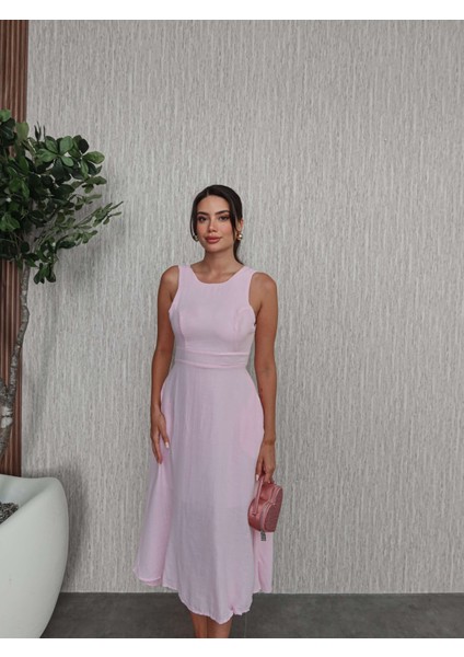 Kalın Askı Keten Cepli Elbise fırsatları