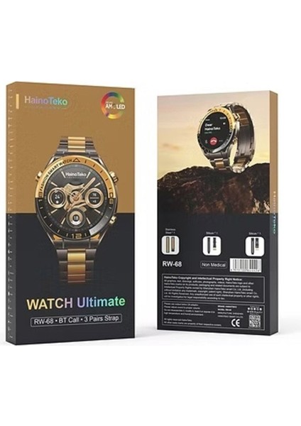 RW68 Watch Ultımate Çok Fonksiyonlu Akıllı Saat Metal Kasa 3 Kordonlu (Metal - Deri - Silikon) fiyatları
