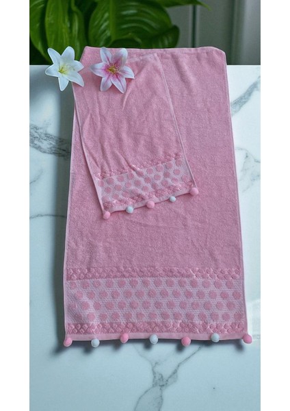 Analı Kızlı Pomponlu 2 Li Havlu Set fiyatları