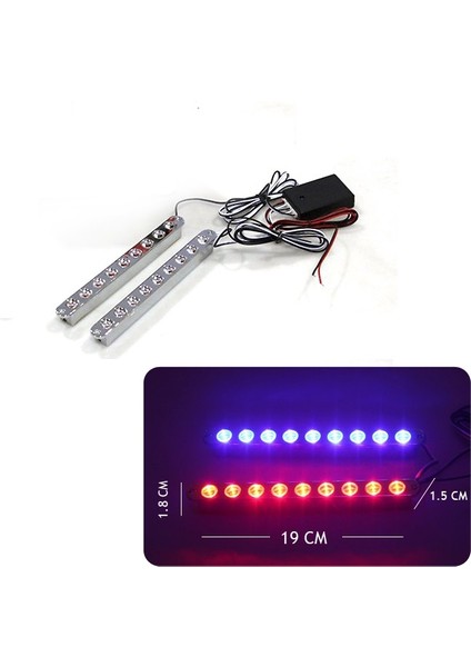 Güçlü Çift Sıra LED Panjur Içi Çakar Lamba 9W Kırmızı-Mavi