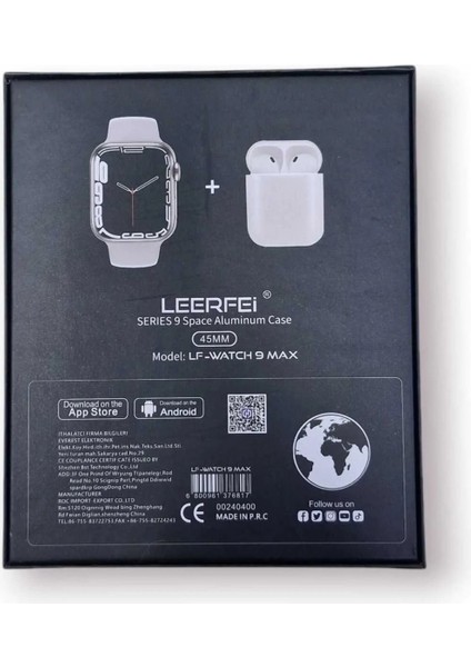 Ultra 9 Max Akıllı Saat + Bluetooth Kulaklık Hediyeli Set (42MM - 2 Silikon Kordon Hediye)