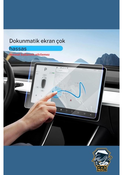 Tesla Model Y Juniper 2025 Parmak İzi Önleyici Nano Ekran Koruyucu Ön ve Yolcu Ekranı İçin 2in1 (Ön 15,4"/Arka 8)" Dokunmatik Ekran Temperli Cam Koruyucu