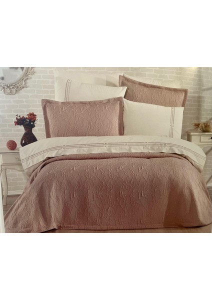 Modern Yatak Örtüsü Seti 9 Parça Pudra modelleri