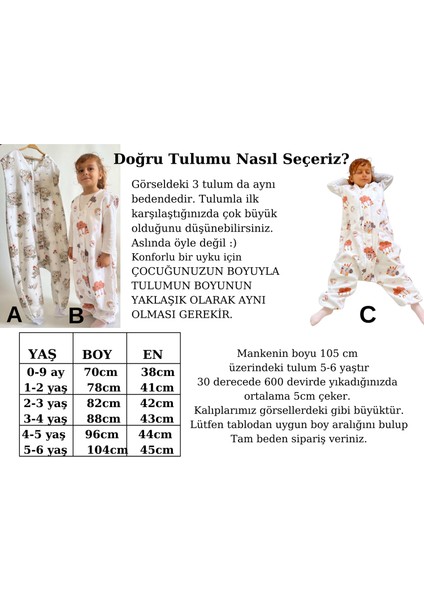 Baharlık ve Mevsimlik Çocuk Uyku Tulumu, Çift Katlı 1 Tog Çocuk ve Bebek Uyku Tulumu