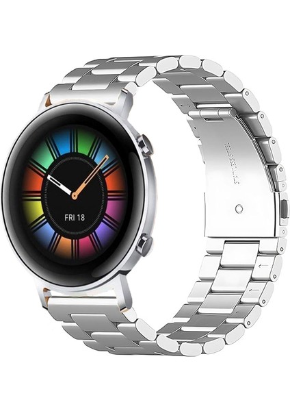 Huawei Watch Gt2 42MM Uyumlu Kordon Klasik Baklava Model Paslanmaz Çelik Metal Kayış