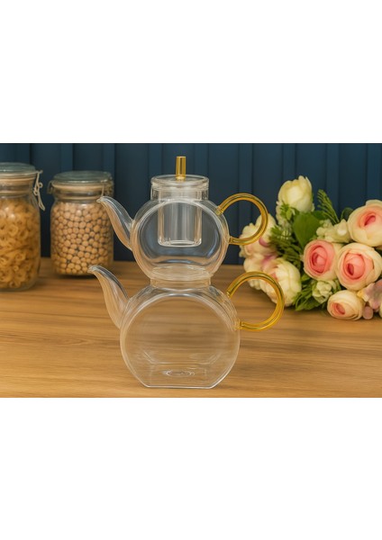 Süzgeçli Borosilikat Cam Çaydanlık - 500 ml & 1000 ml