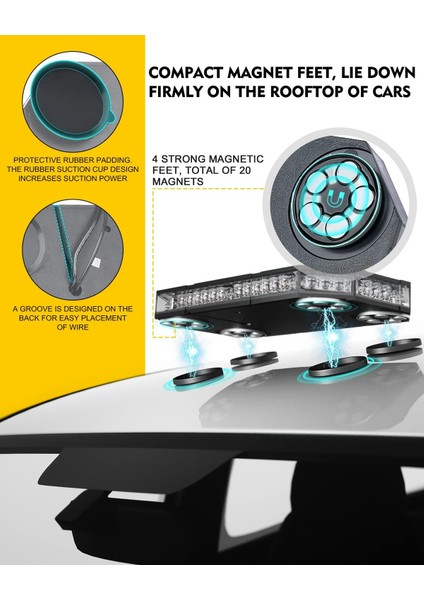 Güçlü 38 Fonksiyonlu LED Tepe Lambası - Kırmızı, Mavi, Beyaz fiyatları
