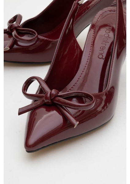 Kadın Topuklu Ayakkabı Bordo Rugan modelleri