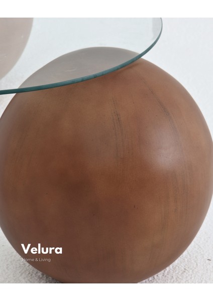 Modern Orta Sehpa & Top Sehpa Cam Sehpa & Küre Orta Sehpa - Ceviz Top - Üçgen - Şeffaf Cam fırsatları