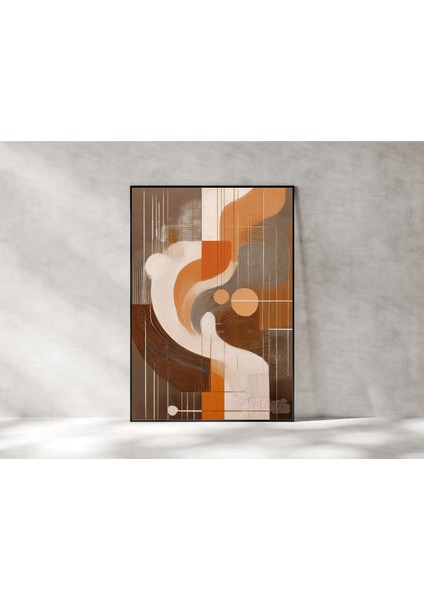 Metal Çerçeveli Gerçek Camlı Tablo - Dijital Baskı - Soyut " Kum Fırtınası"