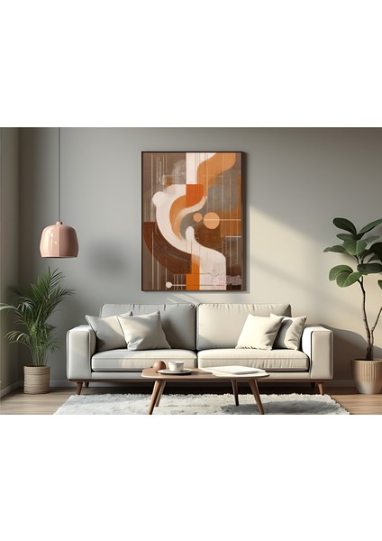 Metal Çerçeveli Gerçek Camlı Tablo - Dijital Baskı - Soyut " Kum Fırtınası"