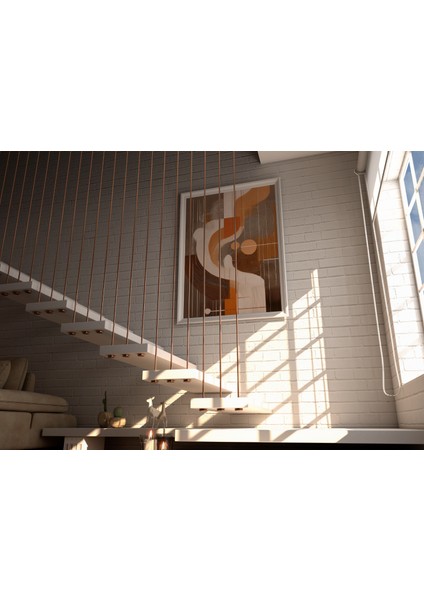 Metal Çerçeveli Gerçek Camlı Tablo - Dijital Baskı - Soyut " Kum Fırtınası"