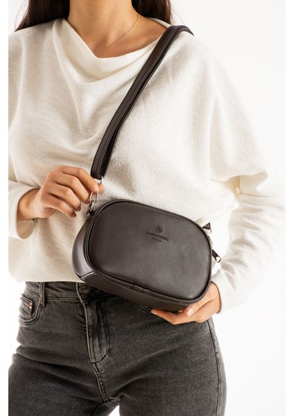 Kadın Deri Ayarlanabilir Çapraz Askılı 2 Gözlü Koyu Kahverengi Omuz Çantası fırsatları