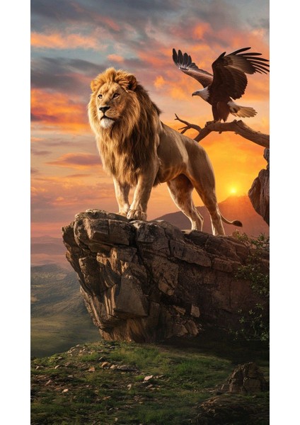 Kral Aslan ve Sağ Kolu Kartalkanvas Tablo Ev Duvar Salon Ofis Dükkan Hediyelik Dekarasyon Süsü fiyatları