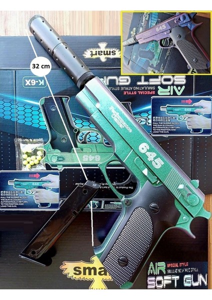 Elite Boncuk Tabanca Diecast Ful Demir Gövdeli Kutulu Oyuncak Metal Silah Üst Sürgü Çekilir 1 Adet fiyatları