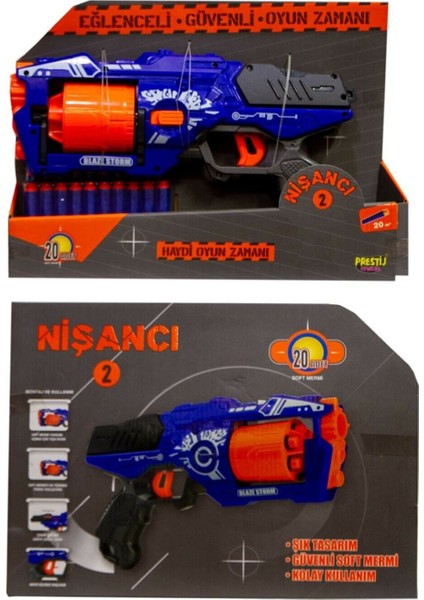 Elite Sünger Mermi Atan Nişancı 2 Oyuncak Tabanca 20 Mermi 1 Adet
