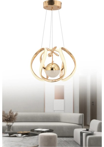Istanbul Avize Bigiee Ledli Üç Renk Gold Lüx Modern LED Avize