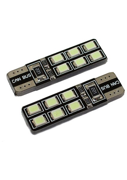 T10 LED Ampul 2'li Canbus Buz Mavi Renk 12V (Arıza Yakmaz)