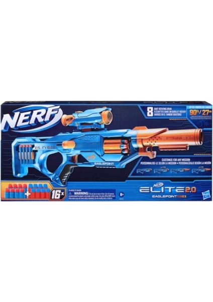 Elite Nerf Elite 2.0 Eaglepoint Rd-8 Blaster - 8 Dart Davul, Çıkarılabilir Dürbün ve Namlu, 16 Resmi Nerf 1 Adet modelleri