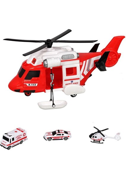 ERN-2004 Heroes Toys Helikopter Ambulans Seti Arabalı- Eren Oyuncak modelleri