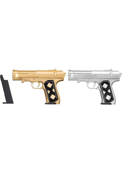 Elite Altın Gümüş Renk 20X13 Cm. Boncuk Atan Tabanca ve 20 Paket 1200 Adet Gold Boncuklu 1 Adet