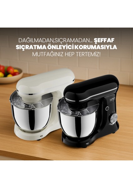 Kitchen Helper PV-4700 1500W-5.2 Litre -10 Kademe Hız Ayarı Stand Mikser Hamur Yoğurma Makinesi Siyah