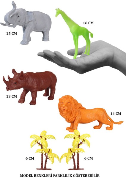 Elite Toy Play 18 Parça Büyük ve Mini Vahşi Safari Hayvanları Seti SKU690-669 1 Adet
